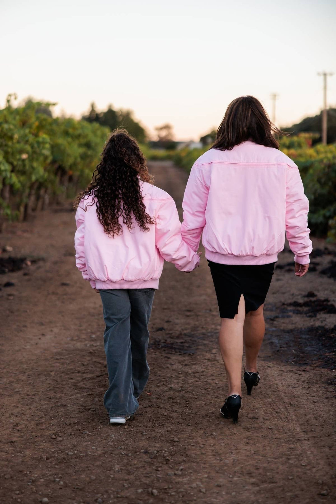 kid and adult cotton candy pink jackets 