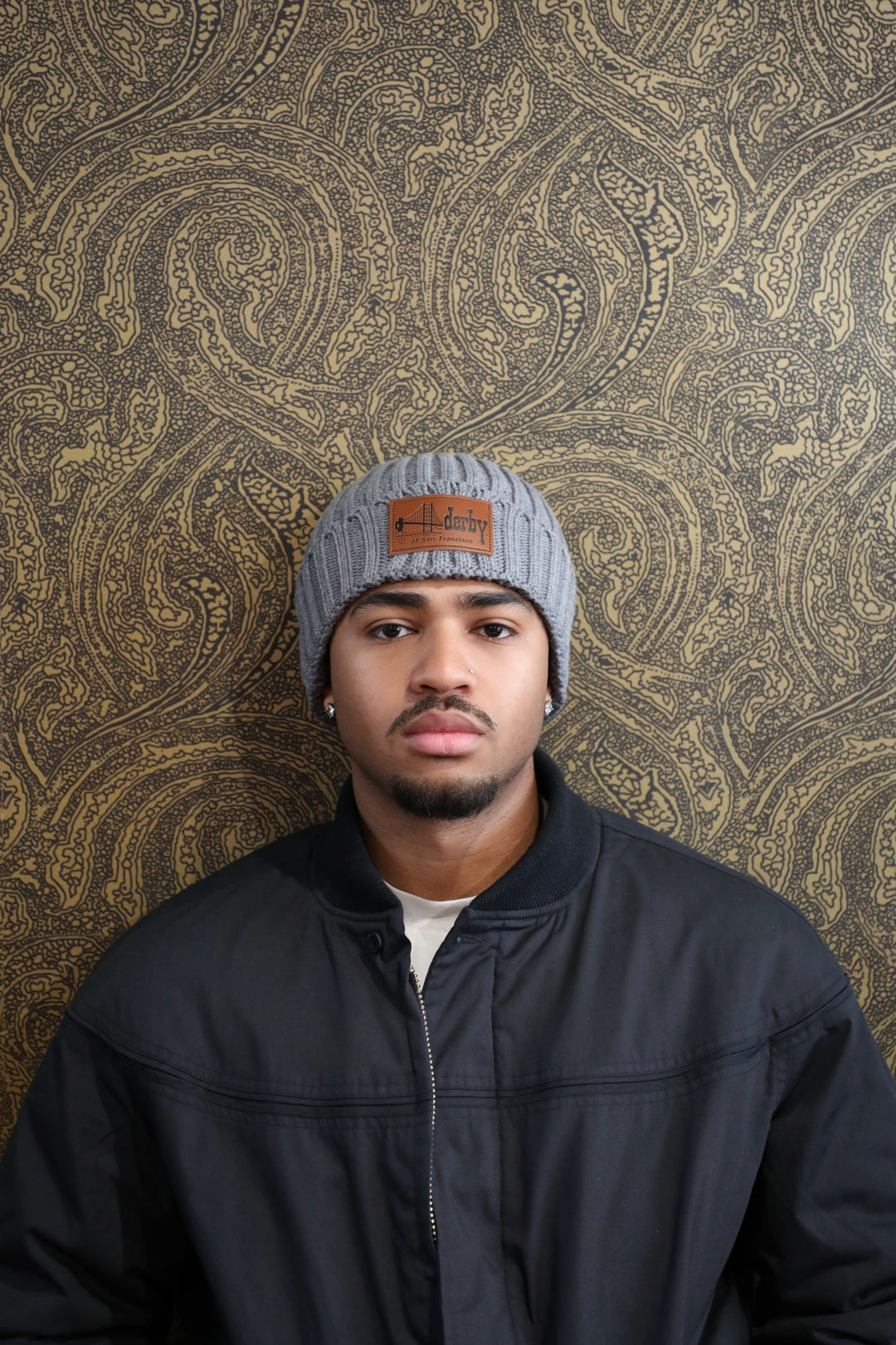 grey ribbed beanie 