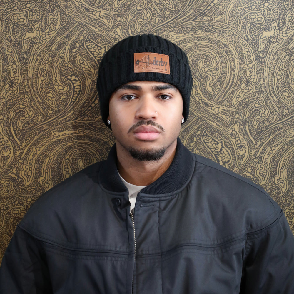 black ribbed beanie 
