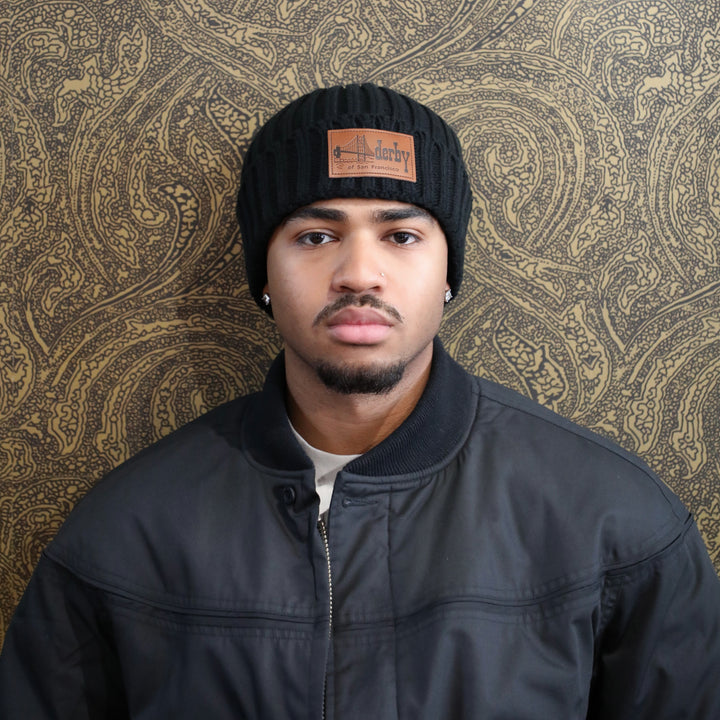 black ribbed beanie 